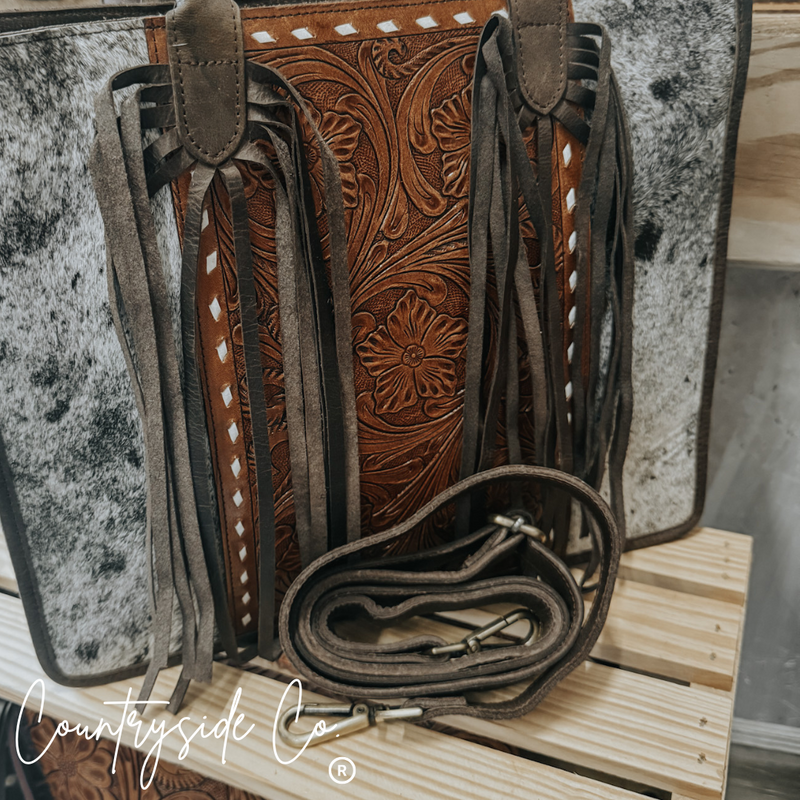 Jesse Conceal Carry Cowhide and Tooled Leather Tote Purse