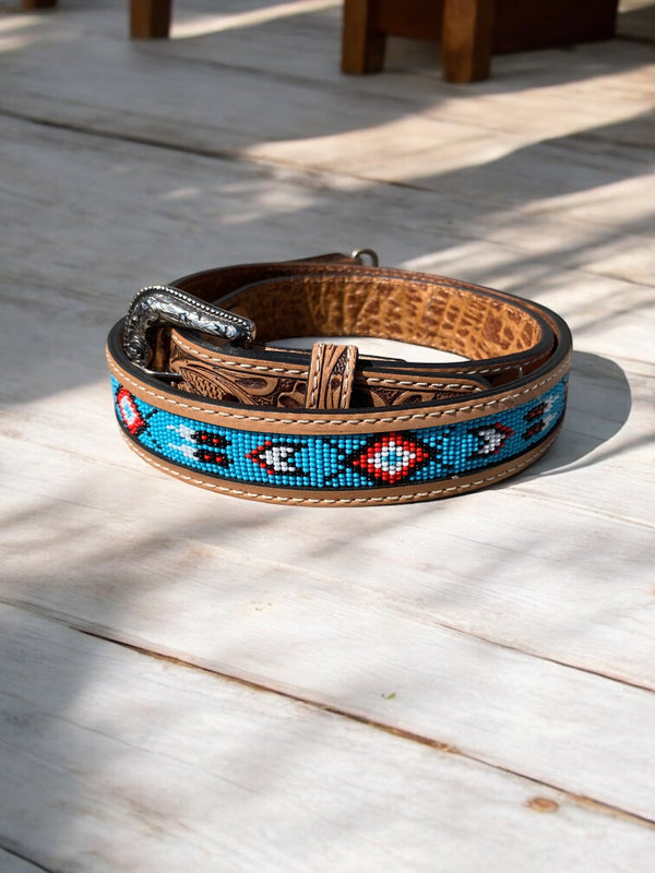 Beaded Western Strap - Turquoise Aztec 2