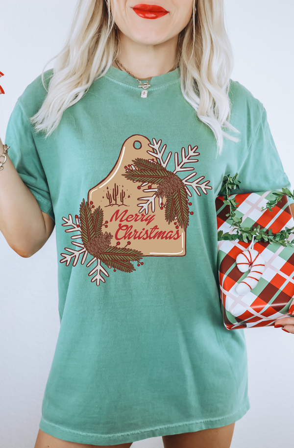 Merry Christmas Cattle Tag tee