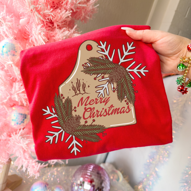 Merry Christmas Cattle Tag tee