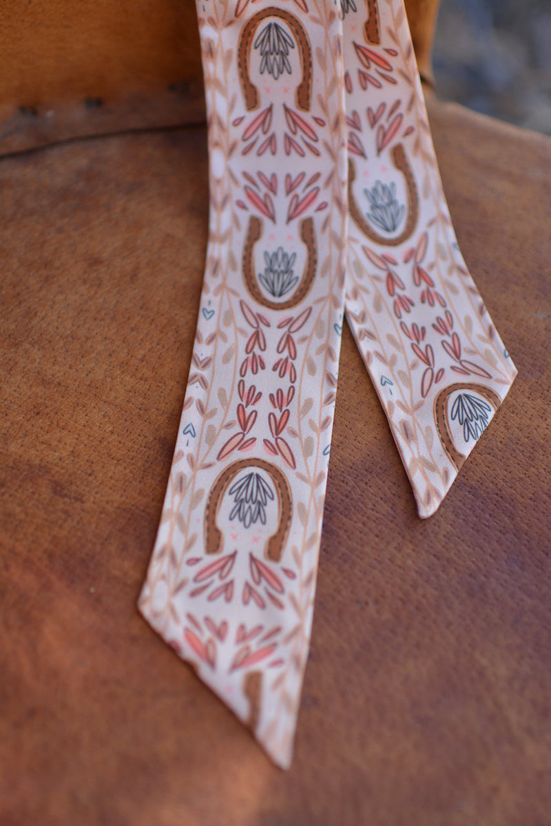 Western Harvest in Dusty Rose Silk Twilly Cowgirl Scarf