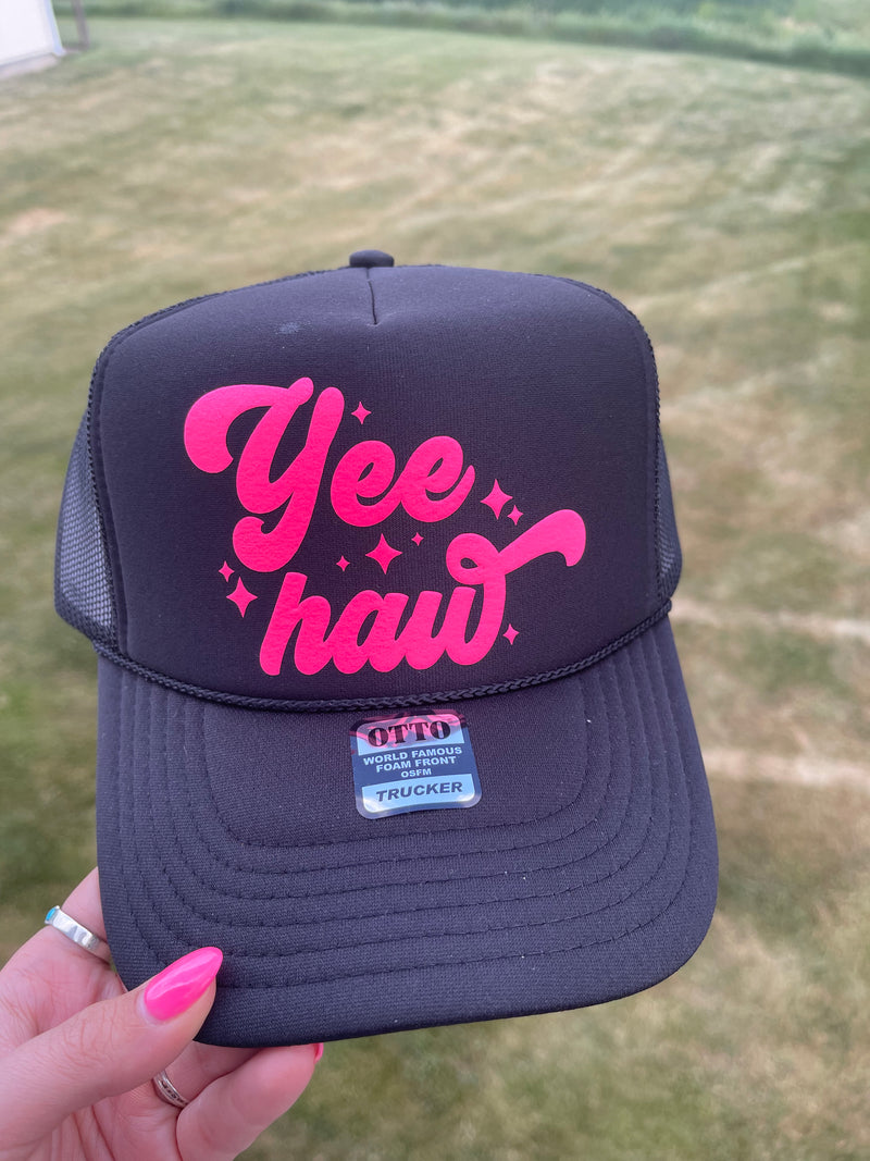 Yeehaw Black Trucker Hat