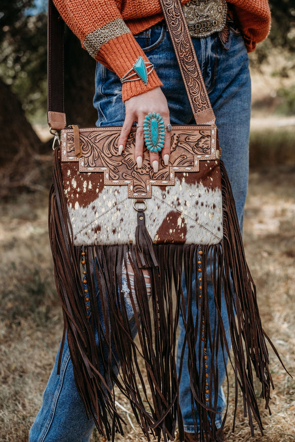 The Lancaster Purse (Gold Splattered Cowhide) a Haute Southern Hyde by Beth Marie Exclusive
